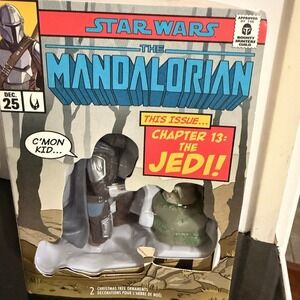 Star Wars THE MANDALORIAN Hallmark 2 Pack Christmas Ornaments Baby Yoda New
